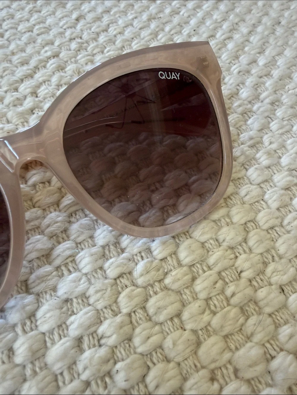 Quay Australia Translucent Pink Cat-Eye Sunglasses with Brown Gradient Lenses